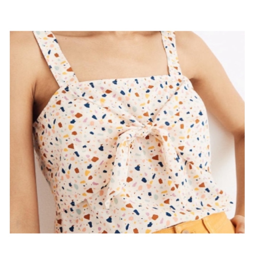 Sz 10 Madewell Tie Front Cami Terazzo pattern. NWT